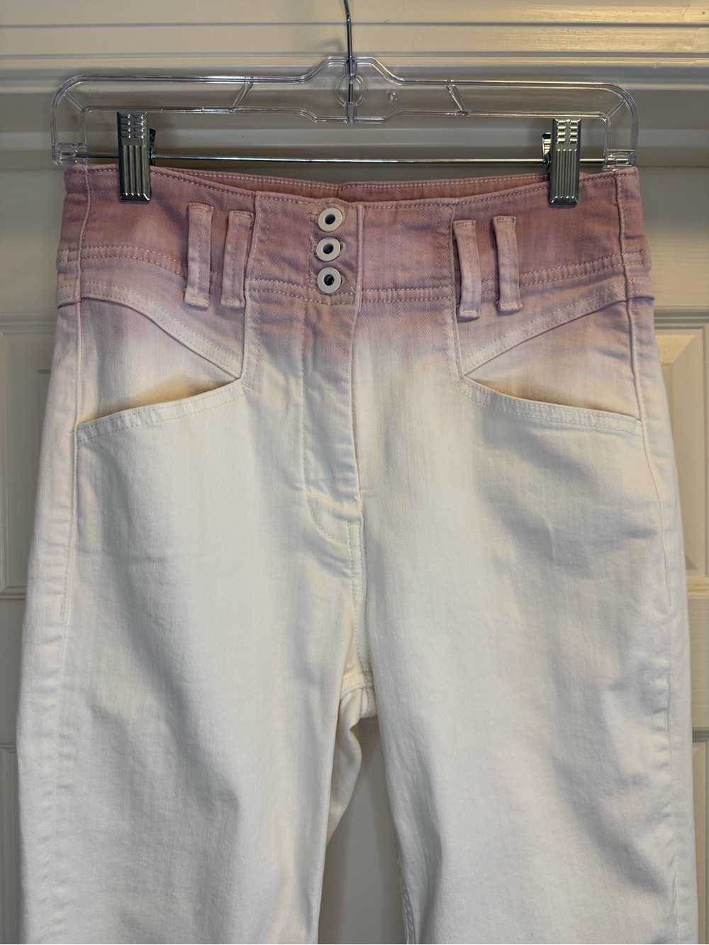 Anthropologie Pilcro High Rise Rose & White Ombré Tie Dip Dye Ankle Jeans